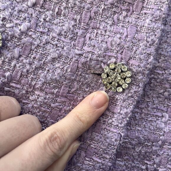 NWT ZARA Pastel Rococo Purple Lilac Tweed Button Mini Dress BLOGGER FAVORITE S - Picture 11 of 11